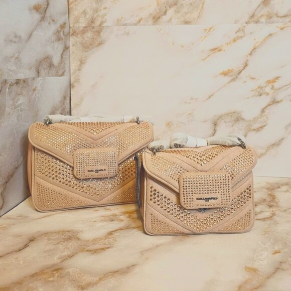 Karl Lagerfeld Paris Fleur Embellished Shoulder Bag, Rose Smoke, NWT - Picture 5 of 5